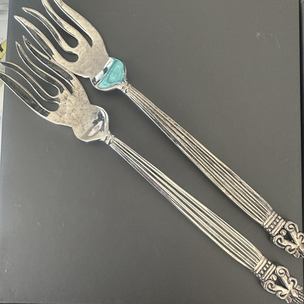VTG Godinger Silver Plated Small Serving Forks Set Of 2 Ornate Baroque Rococo‎